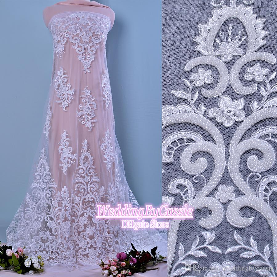 Wedding Dress Embroidery Patterns Beading French Lace Wedding Dress Lace Clothing Fabric Diy Materials Accessories M018
