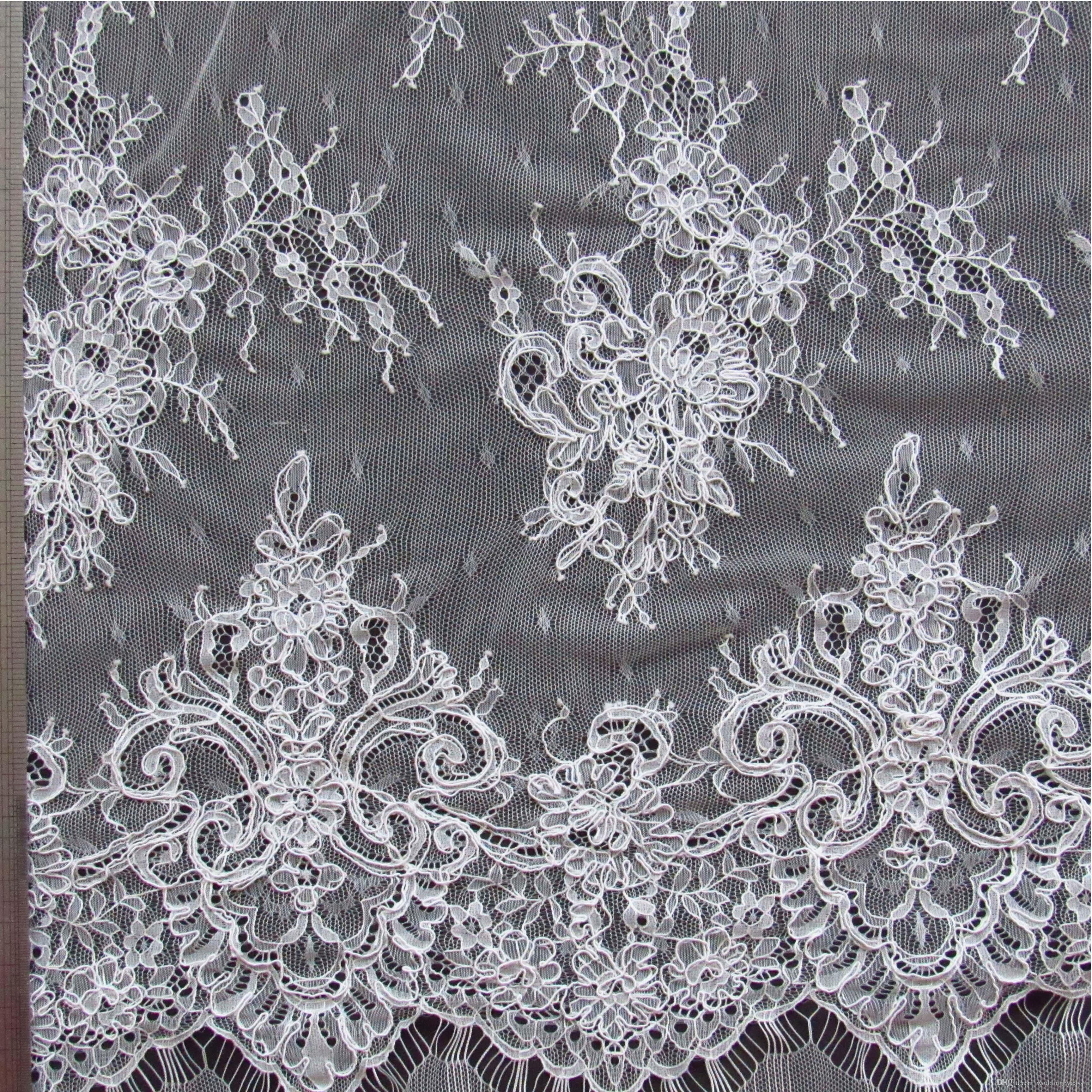 Wedding Dress Embroidery Patterns High Quality 3 Meters White French Lace Wedding Dress Gauze Clothing Fabric Materials Dz05