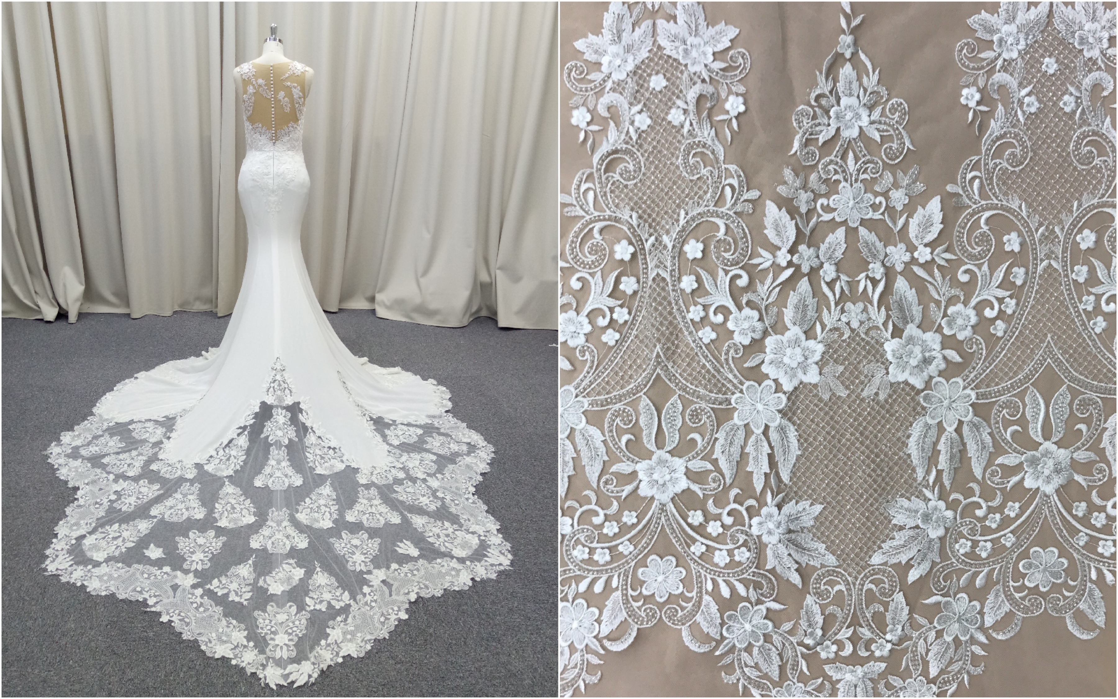 Wedding Dress Embroidery Patterns These Wedding Dresses With Lace Cutout Trains Deserve A Double Take