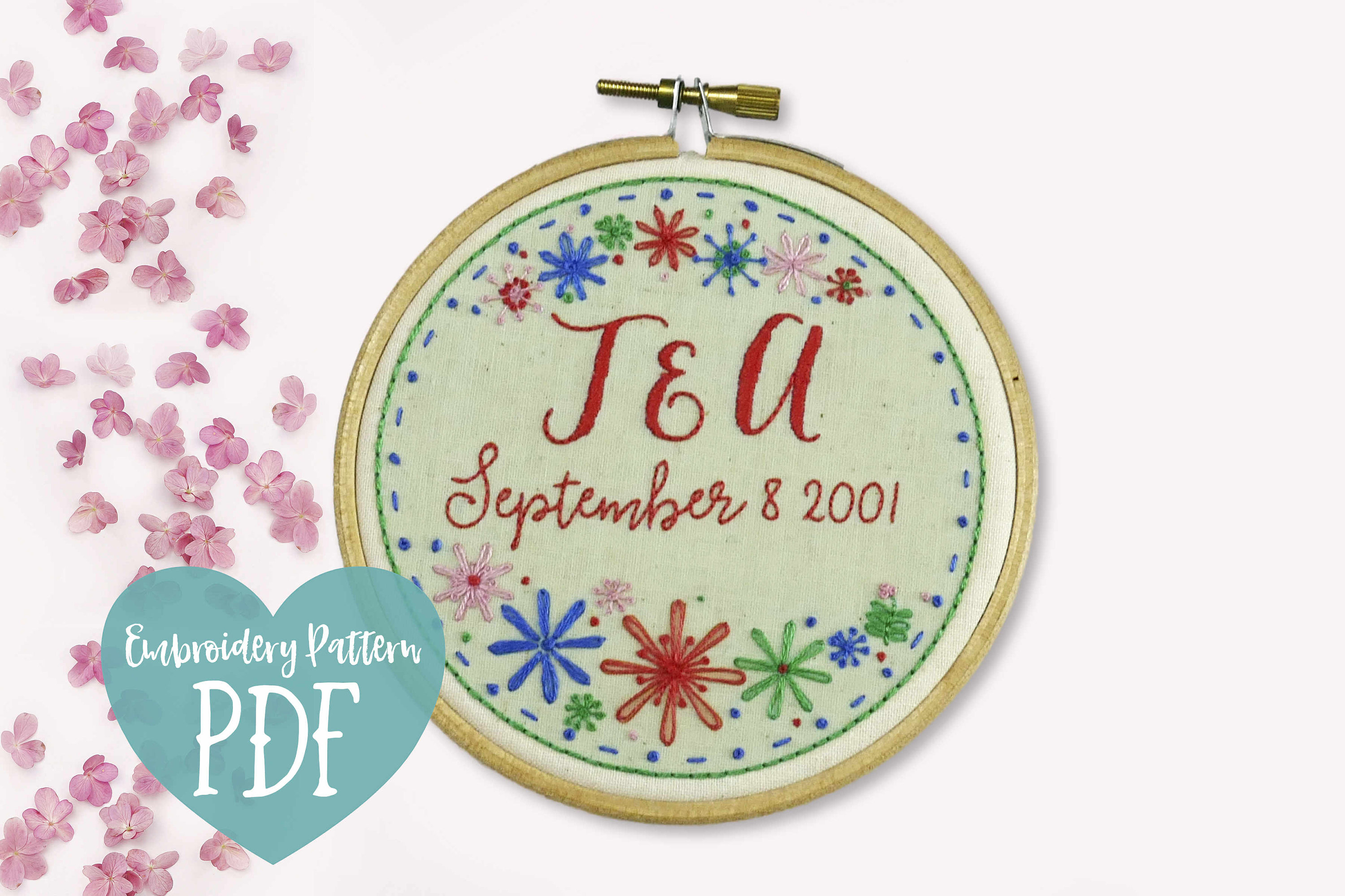 Wedding Embroidery Patterns Personalised Modern Embroidery Designs Floral Hoop Art Wedding Embroidery Hoop Flowers Hand Embroidery Pdf Pattern Needlecraft Patterns