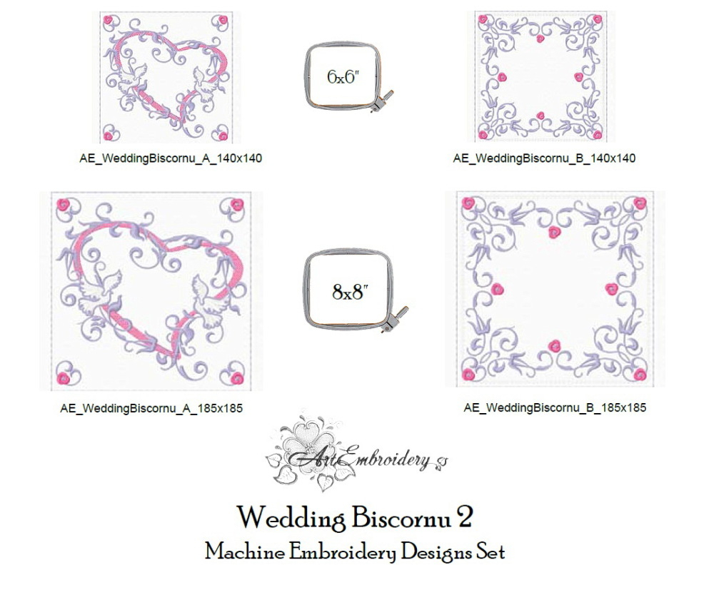 Wedding Embroidery Patterns Wedding Biscornu 2 2 Sizes Products Swak Embroidery