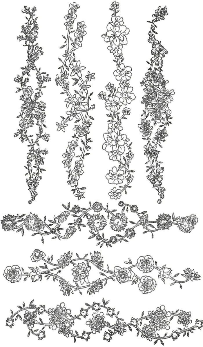 Western Embroidery Patterns Advanced Embroidery Designs Vignette Flower Border Set