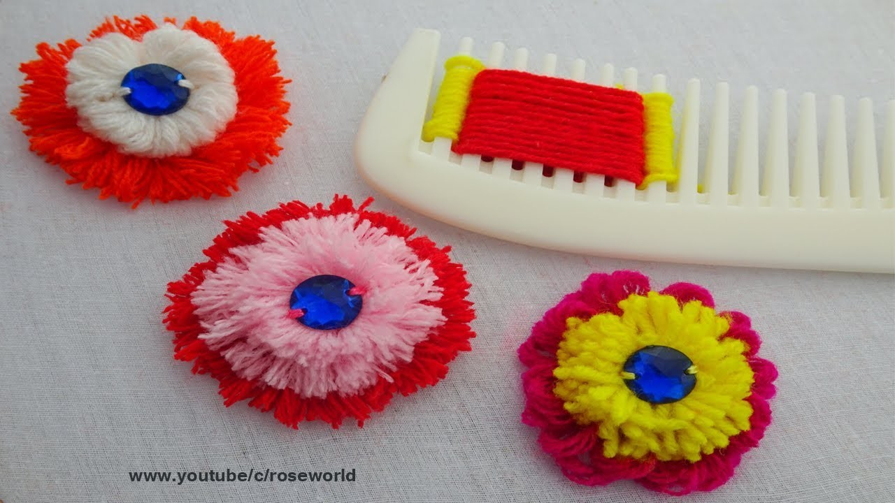 Wool Embroidery Patterns Hand Embroidery Easy Trick To Make Double Layered Flowers With Wool