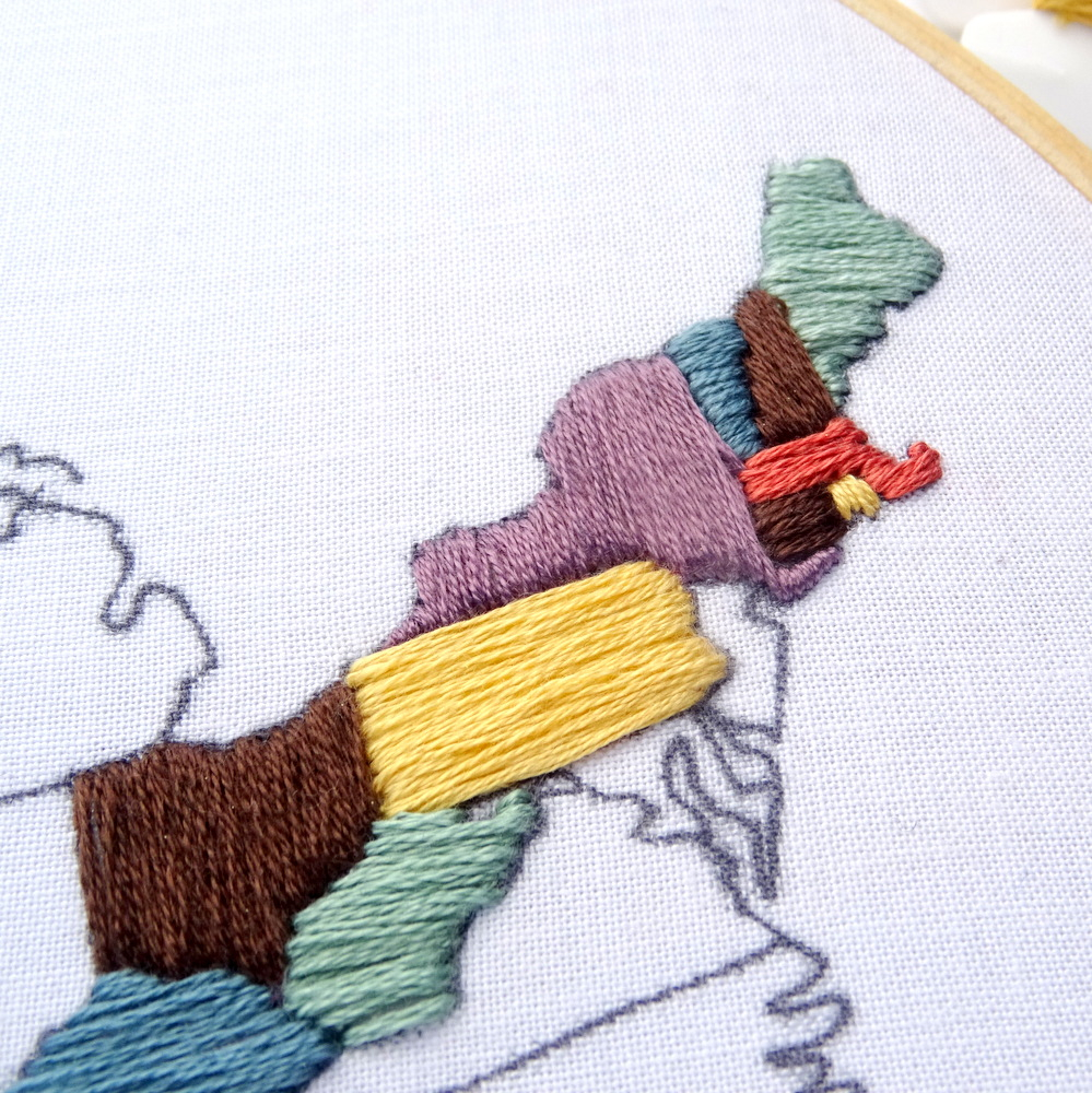 Wool Embroidery Patterns United States Hand Embroidery Travel Map Pattern Wandering Threads